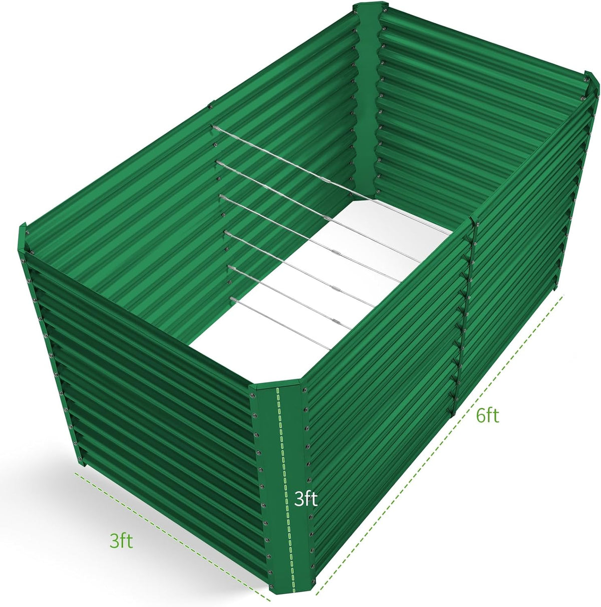 Land Guard 6x3x3ft Rectangular Galvanized Raised Garden Beds, Large-Capacity Metal Planter Box Outdoor, Durable Deep Raised Garden Bed 3ft Tall, Raised Beds for Gardening Vegetables, Forest Green