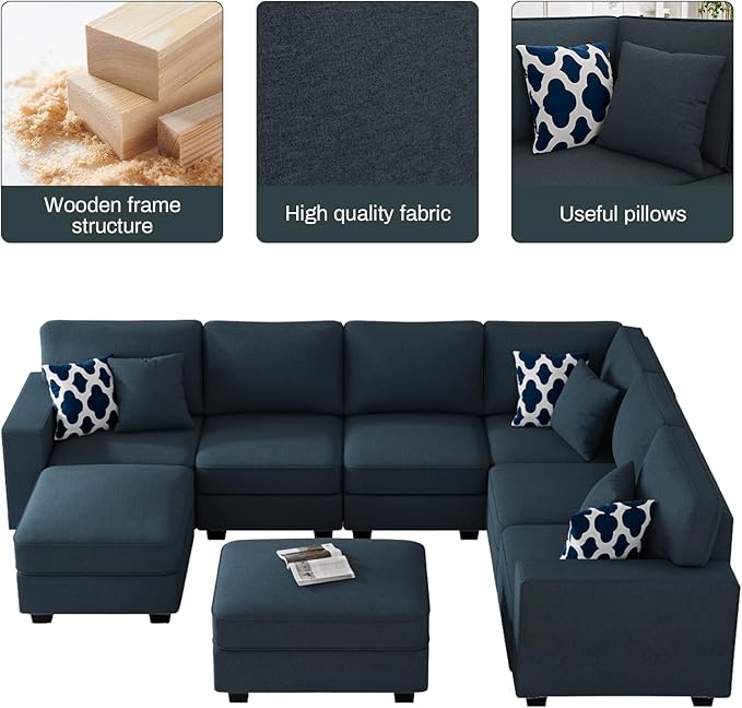 Legend Vansen Modular Sectional Sofa U Shaped Couch with Ottoman Modern Reversible Corner Sectional Couch for Living Room (Charcoal, U Shaped Sofa-3)