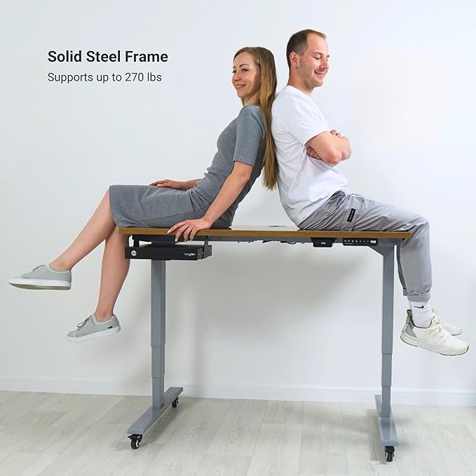 Progressive Desk Stand Up Height Adjustable Electric Standing Desk - 48" x 30" with Dual Motor, 3 Stages Sit Stand Table - Gray Oak, Black Frame