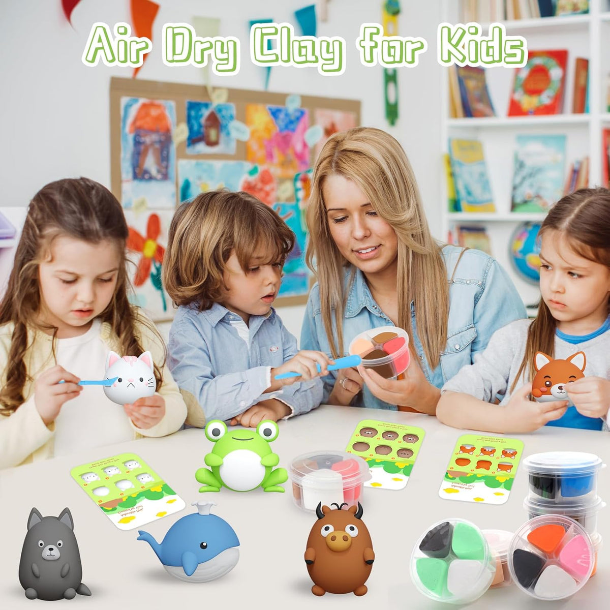 Air Dry Clay for Kids，12 Boxs Modeling Clay Kit with 5 Sculpting Tools, Safe Non-Toxic Model Magic Clay, DIY Art and Crafts Toy Gift, Party Home Favors for Boys, Girls, Toddler