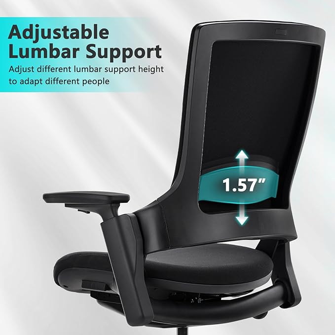 CLATINA Swivel Executive Computer Chair with 3D Armrest and Lumbar Support, Adjustable Ergonomic Fabric Backrest Task Chair for Home Office Conference Room