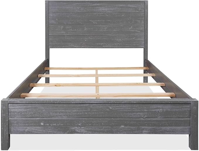 Grain Wood Furniture Montauk Solid Wood Bed, King Size, Rustic Grey
