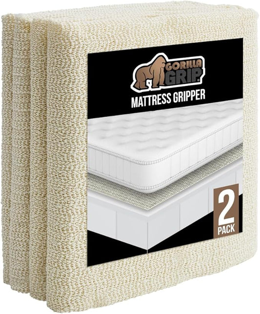 GORILLA GRIP Non Slip Mattress Gripper, Prevents Mattresses from Sliding and Holds Bed in Place, Pad Grips Beds, Sofa, Couch, Chair Cushions and Helps Keep Topper from Slipping, 2 Pack Pads, Full