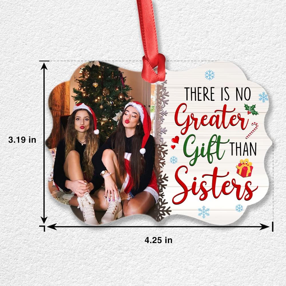 Personalized Sister Ornament Custom Photo Aluminum Keepsake for Xmas Sisters Christmas Tree Decoration