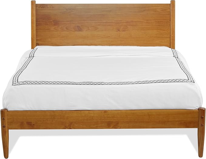 Mid-Century Panel Bed - King Size - Castanho Finish