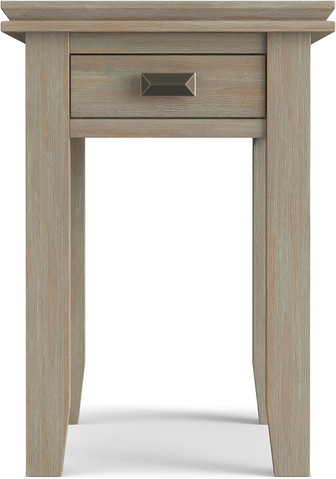 SIMPLIHOME Artisan SOLID WOOD 14 inch Wide Rectangle Transitional Narrow Side Table in Distressed Grey for the Living Room and Bedroom