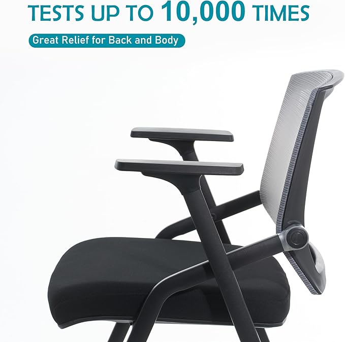 Conference Room Chairs, Folding Office Desk Chair with Lumbar Support and Sliding Armrest, Stackable Office Guest Chairs & Reception Chairs(8 Pack)