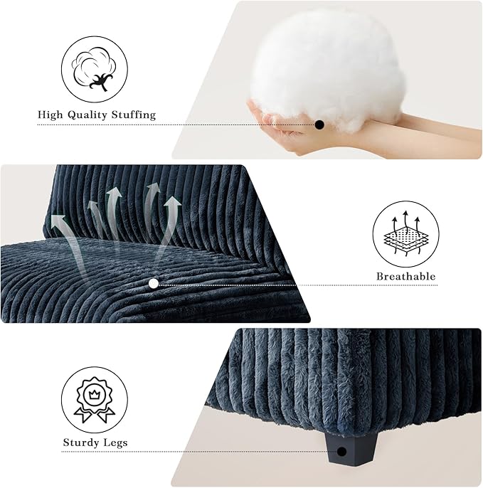 Modular Sectional Sofa Couch, 157.48" Oversized Cloud Couch, 4 Deep Seat Comfy Modular Sofas for Living Room, Plush Sofa Cushion Covers Removable, Black