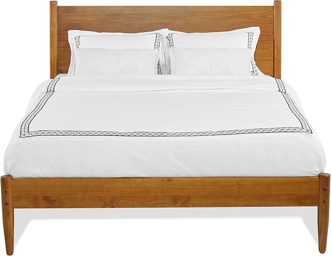 Mid-Century Panel Bed - King Size - Castanho Finish