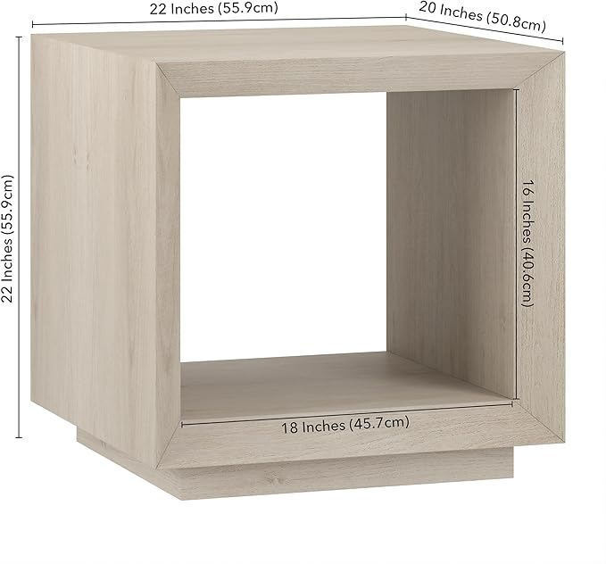 Henn&Hart 22" Modern Square Wooden End Table, Side Table, Nightstand with Open Display Shelf for Living Room, Office, Family Room, or Bedroom, Alder White