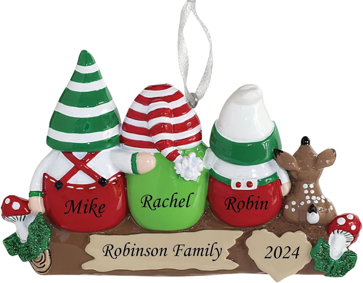 2025 Family Christmas Ornament – Personalized Ornament for Families – Custom Gnome Family Ornament – Holiday Tree Decoration Keepsake Gift (Family 3)