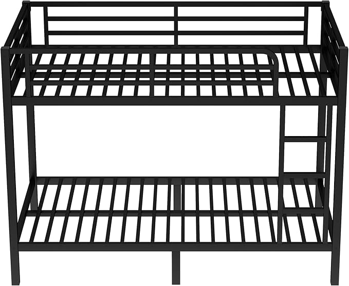 Bellemave Twin XL Over Twin XL Bunk Bed for Adults, Heavy Duty Bunk Beds Frame with Build in Ladder and Full Length Guardrail, Easy Assemble Bunkbeds, Noise Reduced, Mattress Not Included, Black