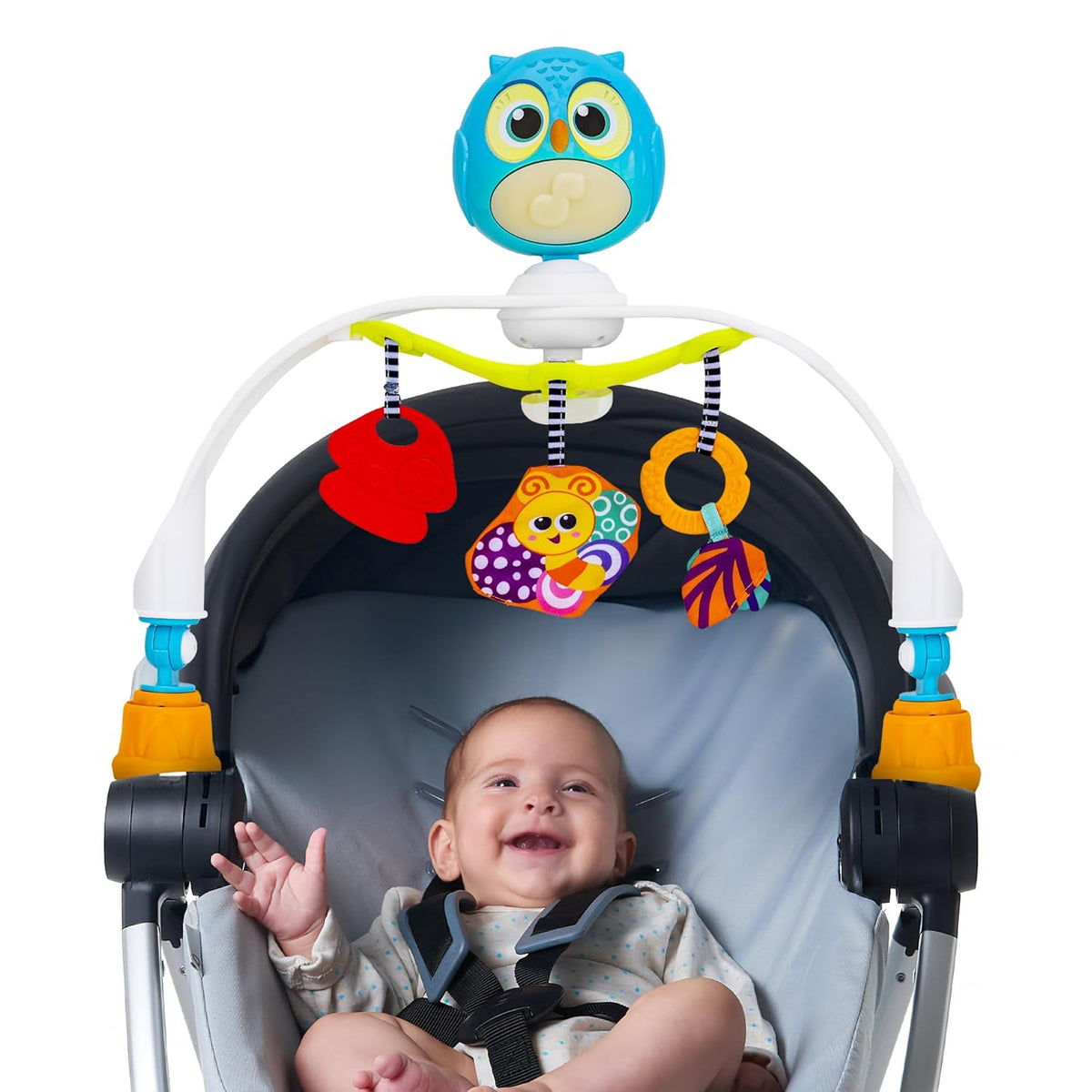 Baby Stroller Arch Toy with Relaxing Music & Lights - Adjustable Activity Arch & Play Accessories - Baby Bouncer Toy Bar, Carseat, Crib, Stroller Hanging Toys for Infants 0 Months Old & Up