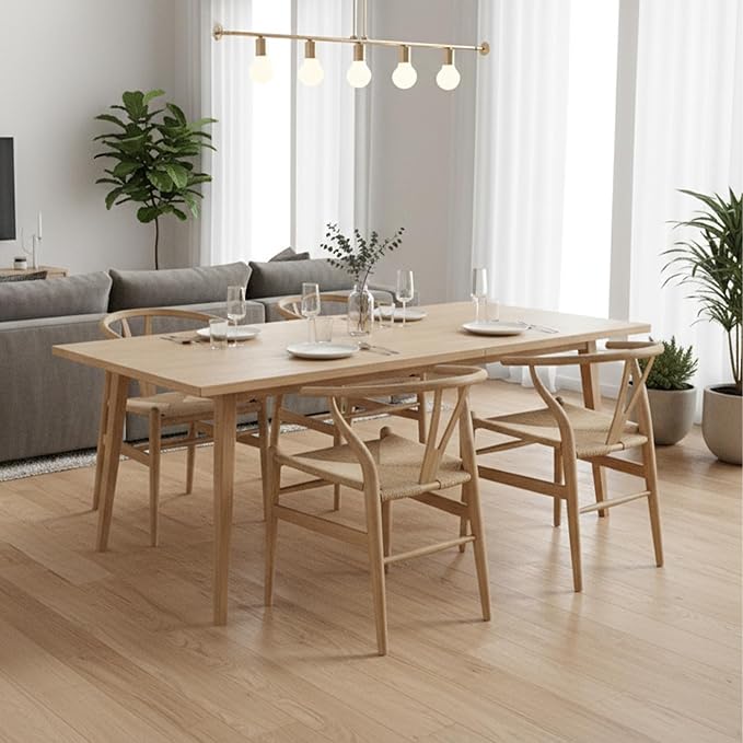 Tomile Wishbone Chair, Wishbone Dining Chair with Arms, Solid Wood Dining Chair & Wood Chair, MCM Dining Chairs, Mid Century Modern Dining Chairs for Dining Room & Kitchen (Ash Wood - Natural)