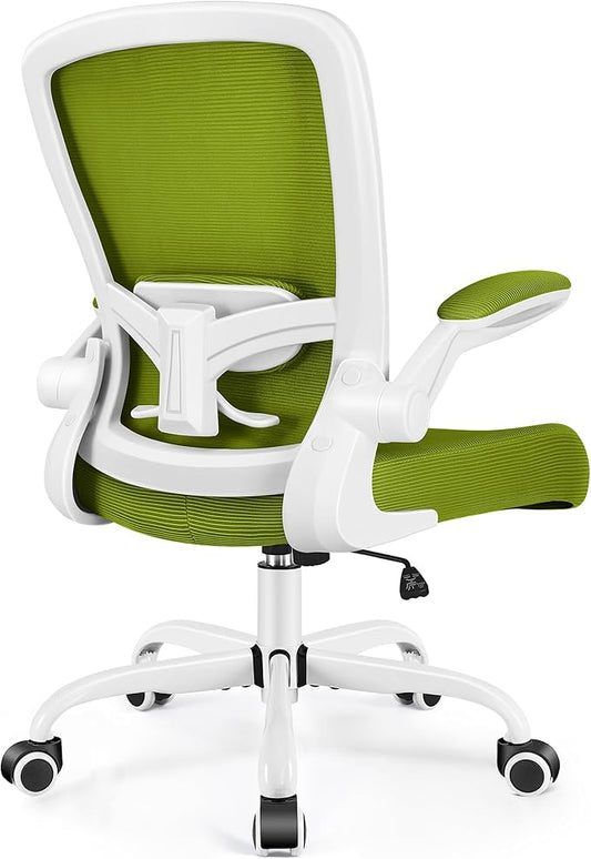FelixKing Office Chair, Ergonomic Desk Chair Breathable Mesh Chairs Adjustable High Back Lumbar Support Flip-up Armrests, Executive Rolling Swivel Comfy Computer Chairs Home Office Avocado Green