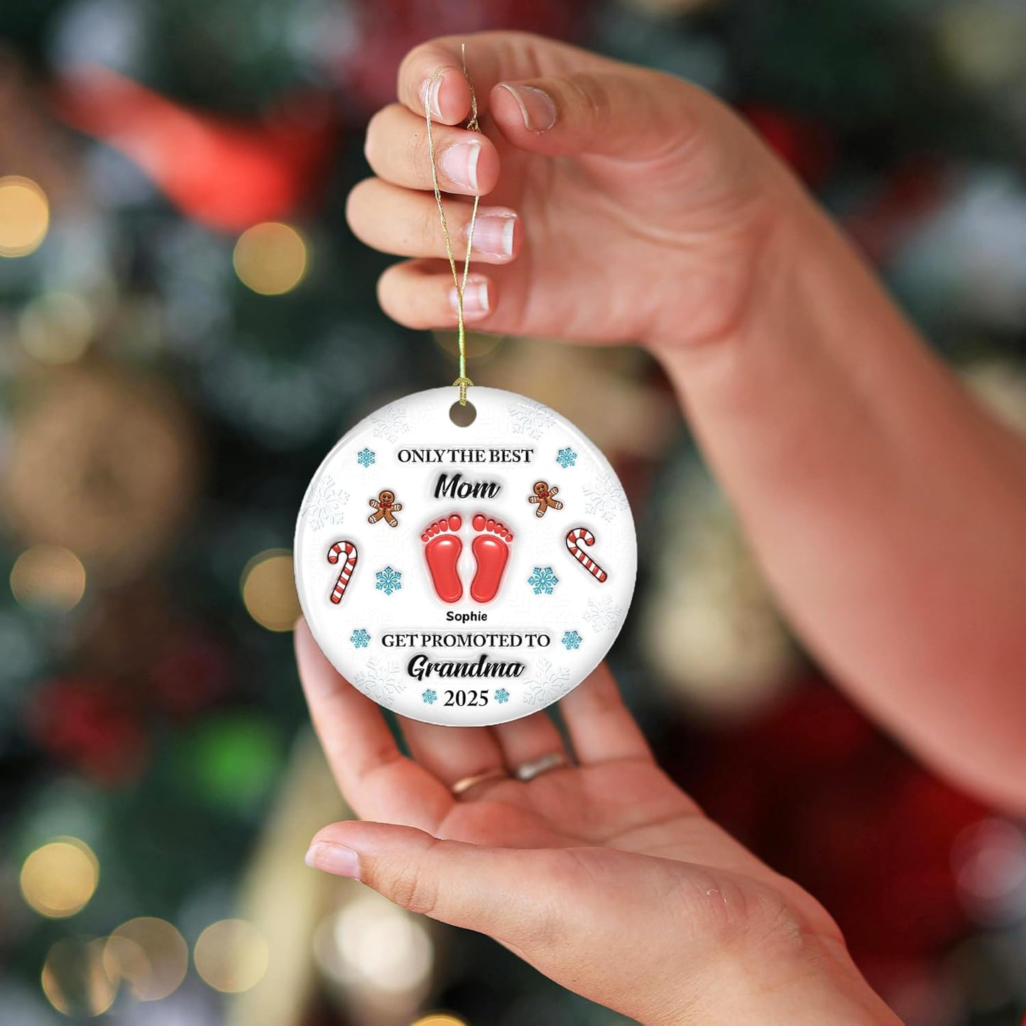 Personalized Gift for Fathers - Congratulations On Your New Grandkid 3D Ceramic Ornament, Perfect Pregnancy Surprise to Celebrate Grandparenthood