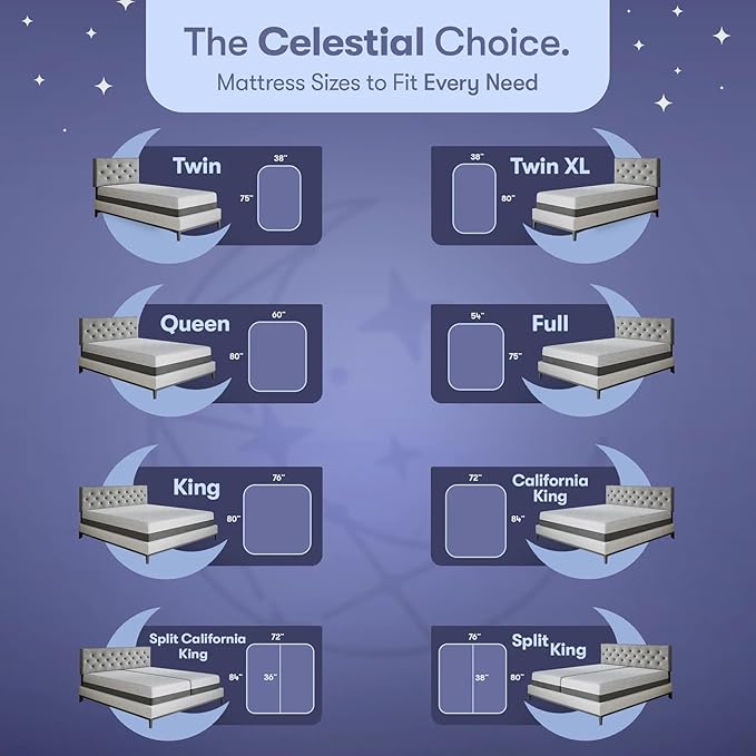 Celestial Sleep Gel Memory Foam Mattress in a Box, Made in The USA, CertiPUR-US® Certified Foam, Oeko-Tex, and Fiberglass-Free Certified Bed, 12 inch Soft - Full