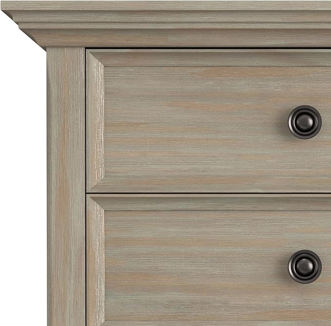 SIMPLIHOME Amherst SOLID WOOD 24 Inch Wide Traditional Bedside Nightstand Table in Distressed Grey, For the Living Room and Bedroom
