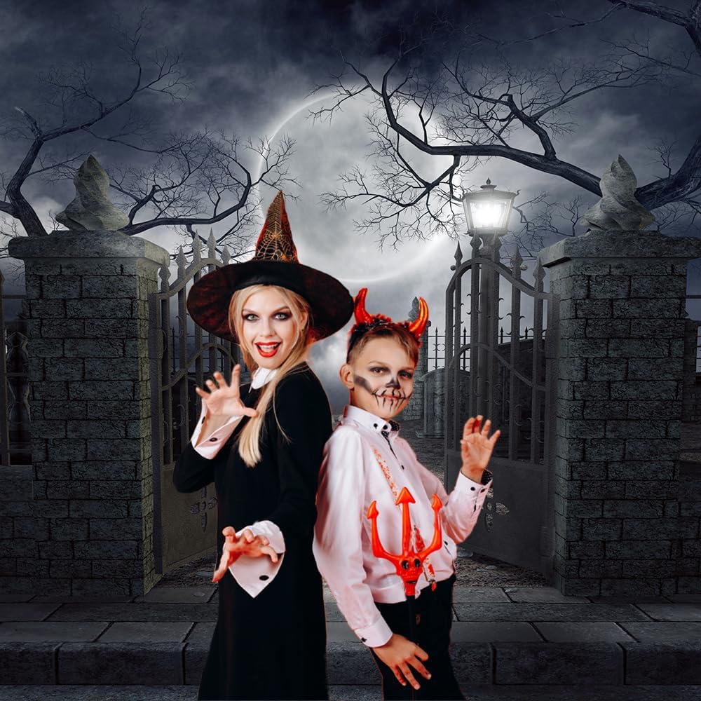 CHAIYA 8x8ft Halloween Backdrop Background Nightmare Before Christmas Backdrop for Photography Zombie Themed Photo Booth Party Decorations CY034