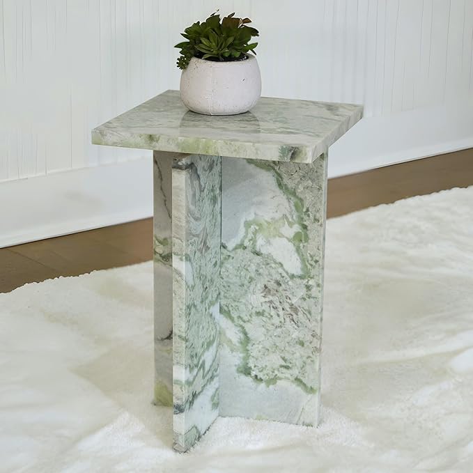 Signature Design by Ashley Deaconwell Contemporary Marble Accent Table, White & Light Green