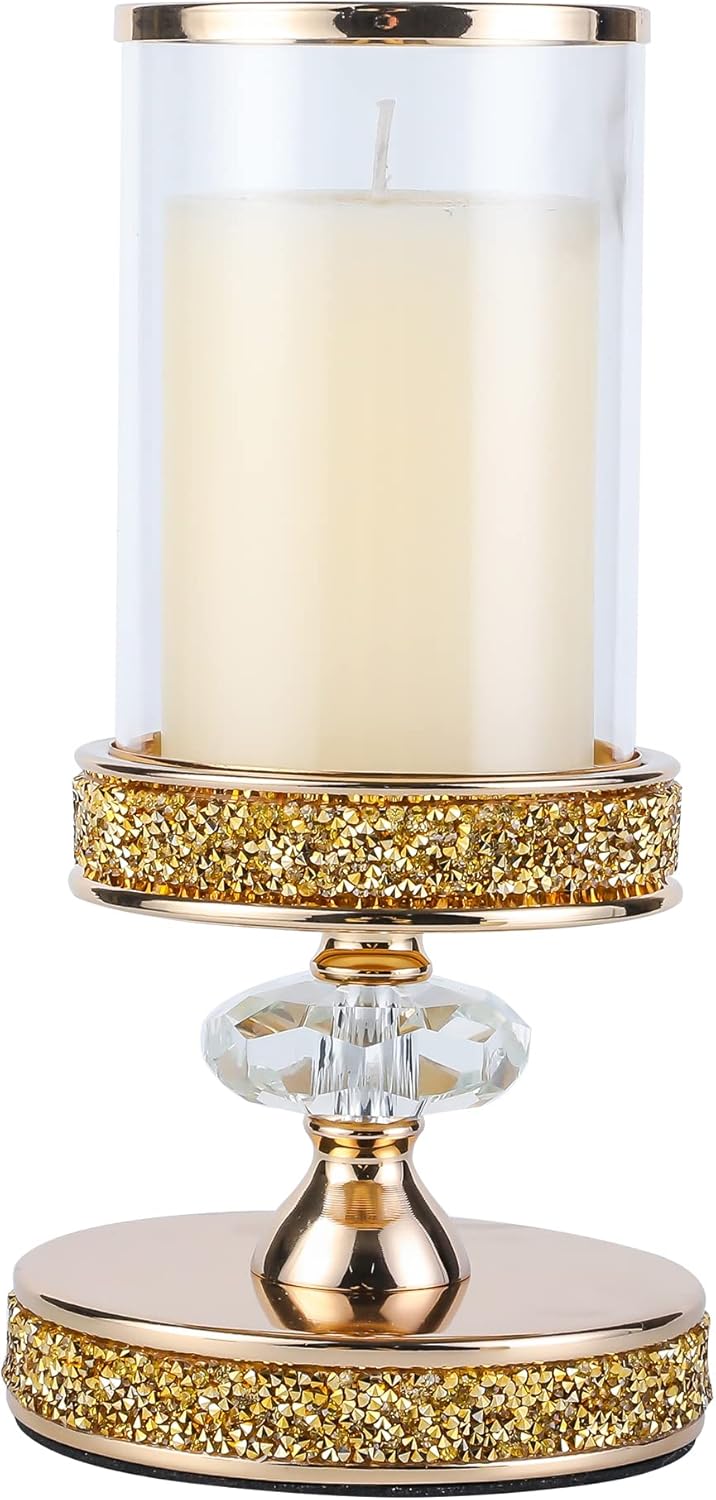 Candle Holder, Pillar Candle Holders, Crystal Candlesticks Holder for Wedding, Parties, Events, Chirstmas,Home Decor, Table Centerpieces CH028D (S)