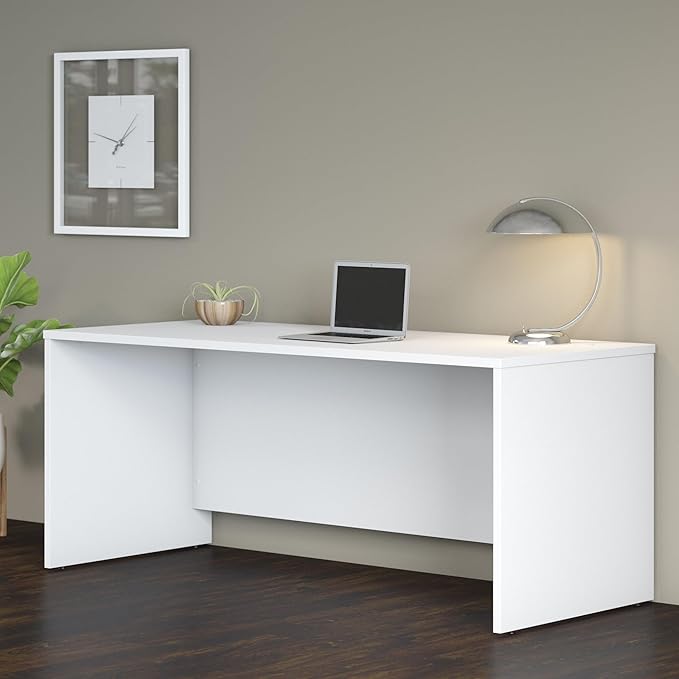 Bush Business Furniture Studio C 72W Computer Desk with Wire Management and Modesty Panel in White, Professional Table for Home Office and Corporate Office