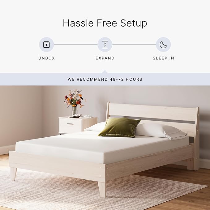 Signature Design by Ashley Twin Size 8 Inch Medium Firm Charcoal Gel & Green Tea Infused Memory Foam Mattress for Pressure Relief, Fiberglass Free, Mattress In A Box