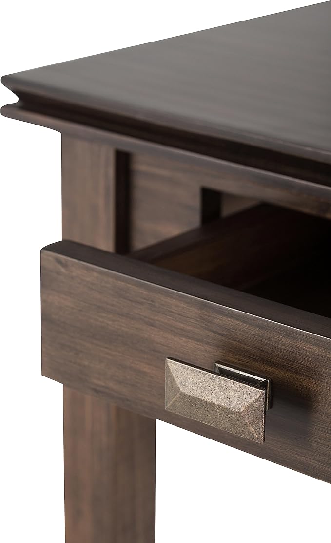 SIMPLIHOME Artisan SOLID WOOD 21 inch wide Square End Table End Side Table in Natural Aged Brown with Storage, 1 Drawer, for the Living Room and Bedroom