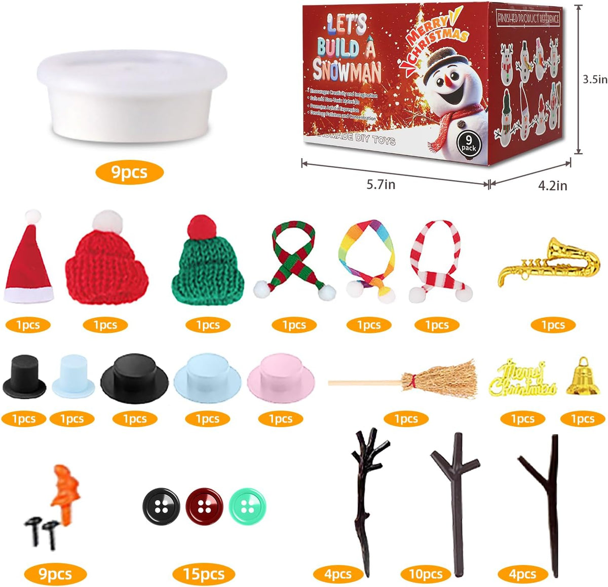 Build a Snowman Kit - Snowman Christmas Crafts, Modeling Clay DIY Kit, Creative Kids Air Dry Modeling Clay, Christmas Crafts Xmas Holiday Party Decor Gift