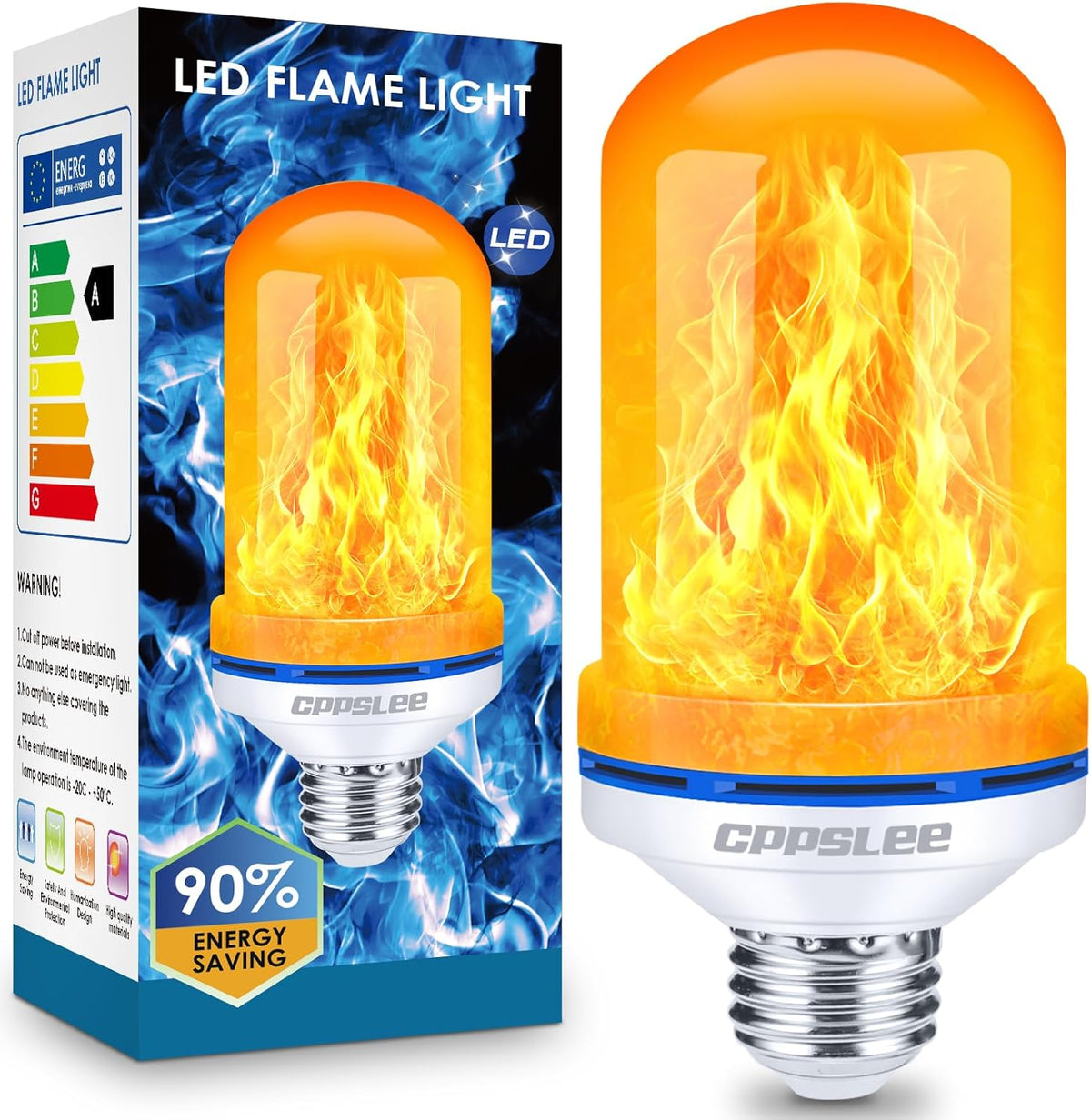 CPPSLEE Upgraded LED Flame Light Bulbs, 4 Modes Flickering Light Bulbs, E26 Base Fire Flame Bulb for Halloween Decorations Outdoor, Christmas Lights Patio Indoor Home Decor (Yellow, 1 Pack)
