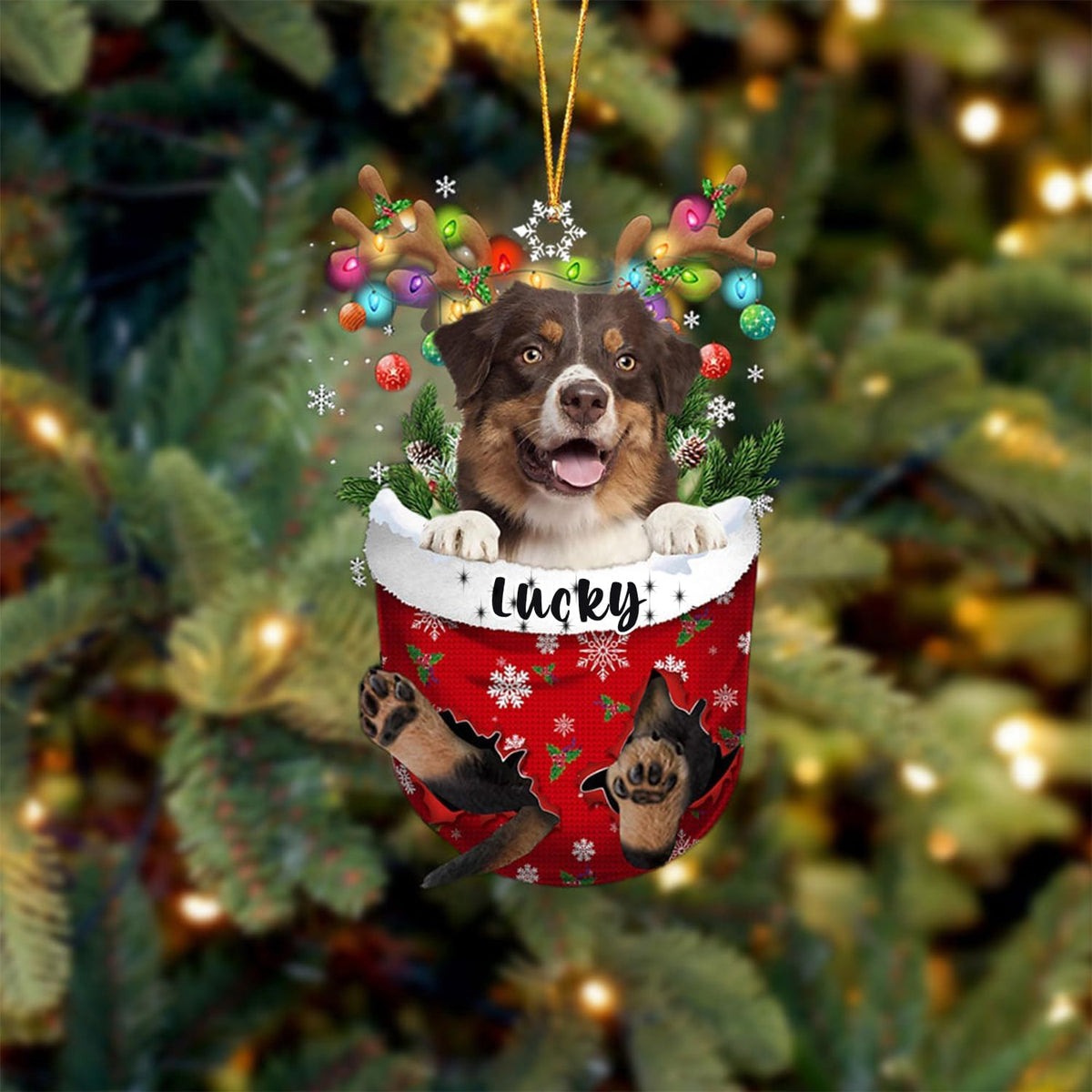 Australian Shepherd 3-Pack Snow Christmas Tree Ornaments - Dog Lovers Gift Idea