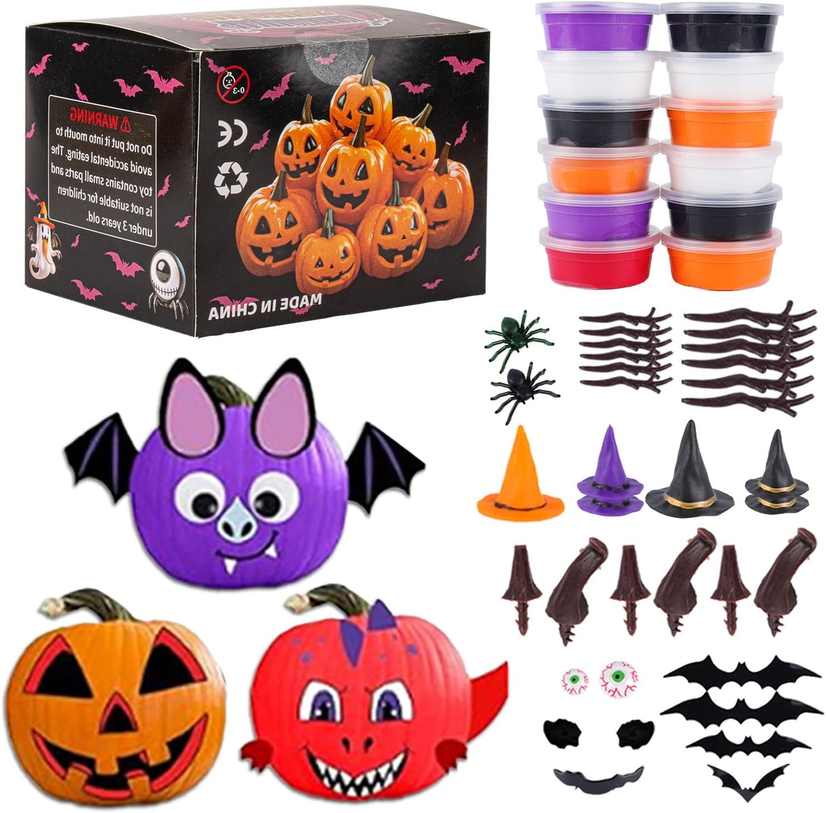 Halloween Pumpkin Air Dry Clay,Halloween Pumpkin DIY Crafts Kit, Arts and Craft Party Supplies,Creative Air Dry Clay Modeling Indoor Decorations
