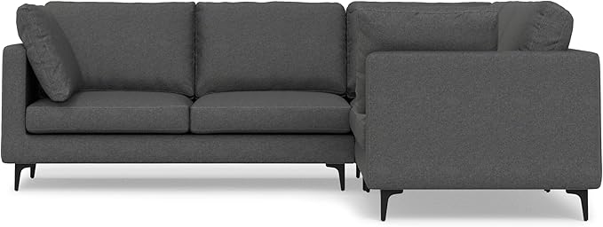 SIMPLIHOME Ava Corner Sectional Sofa in 100% Recycled Polyester Tightly Woven Performance Fabric, Pebble Grey, 102-inches Wide, Handcrafted Mid-Century Modern Style L-Shaped Couch for Living Room
