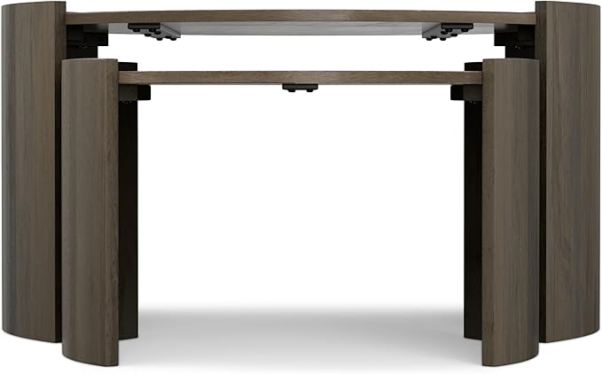 SIMPLIHOME Robin 2-Piece Nesting Coffee Table Set - 32 and 23 inch Wide Solid Mango Wood Round Living Room Tables in Ash Grey, Modern Space-Saving Center Table Set with Curved Legs, Assembled