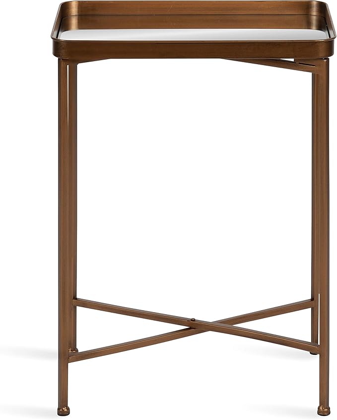 Kate and Laurel Celia Modern Mirrored Tray Side Table, 18 x 12 x 26, Dark Bronze, Foldable Rectangular End Table for Storage and Display