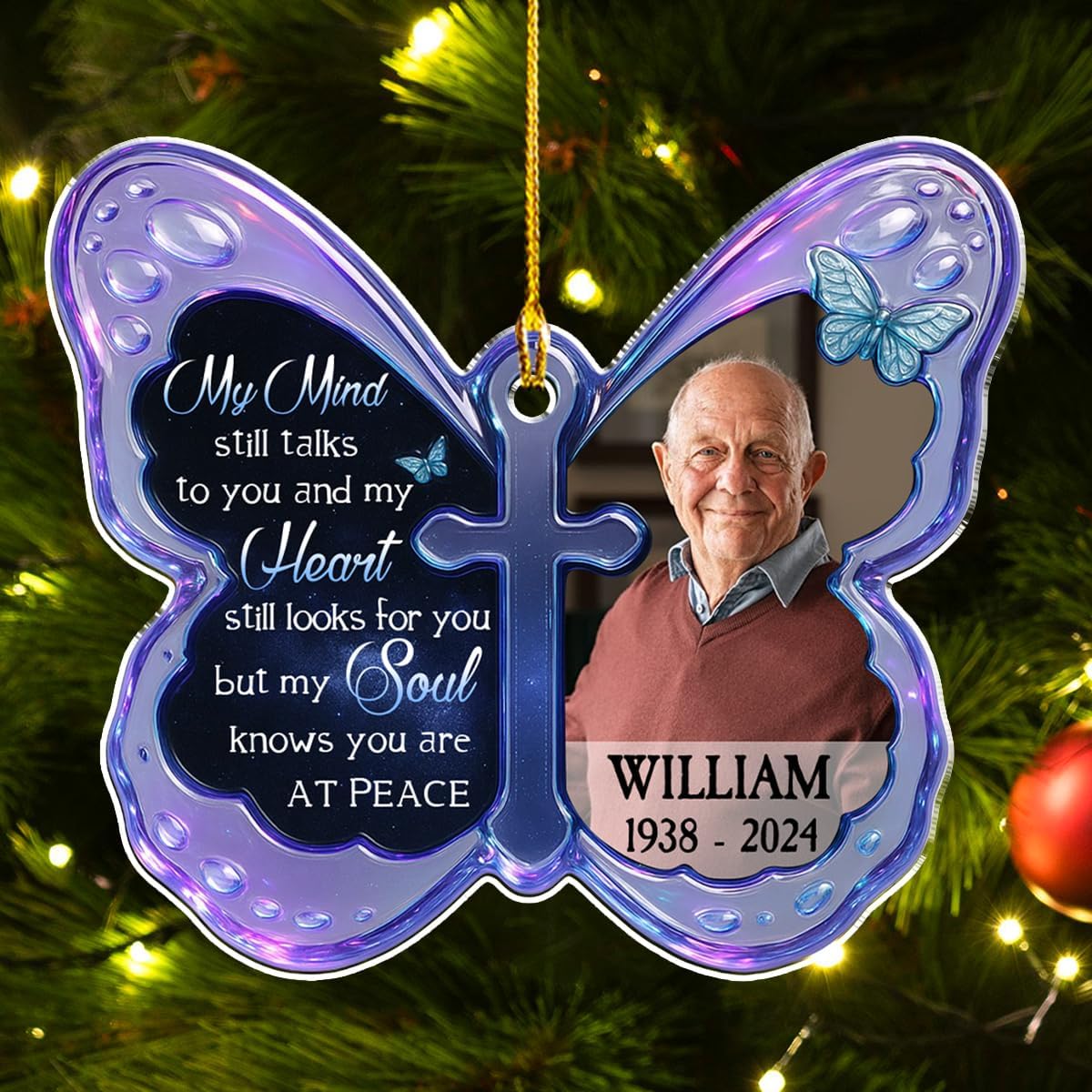 Personalized at Peace Acrylic Ornament – Memorial Gift for Loved Ones, Custom Keepsake for Remembering The Deceased