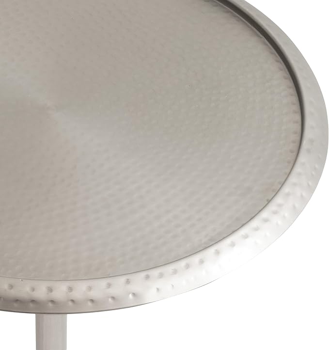 Kate and Laurel Sanzo Modern Pedestal Side Table; 15 x 15 x 24; Antique Silver; Decorative End Table with Hammered Tabletop for Use as a Bedroom Nightstand or Living Room Accent Table