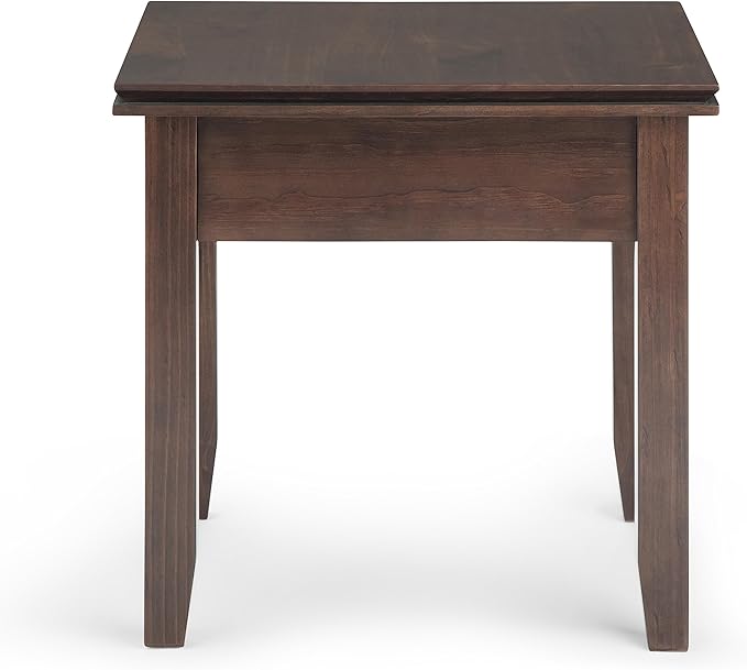 SIMPLIHOME Artisan SOLID WOOD 21 inch Wide Square Transitional End Side Table in Tobacco Brown for the Living Room and Bedroom