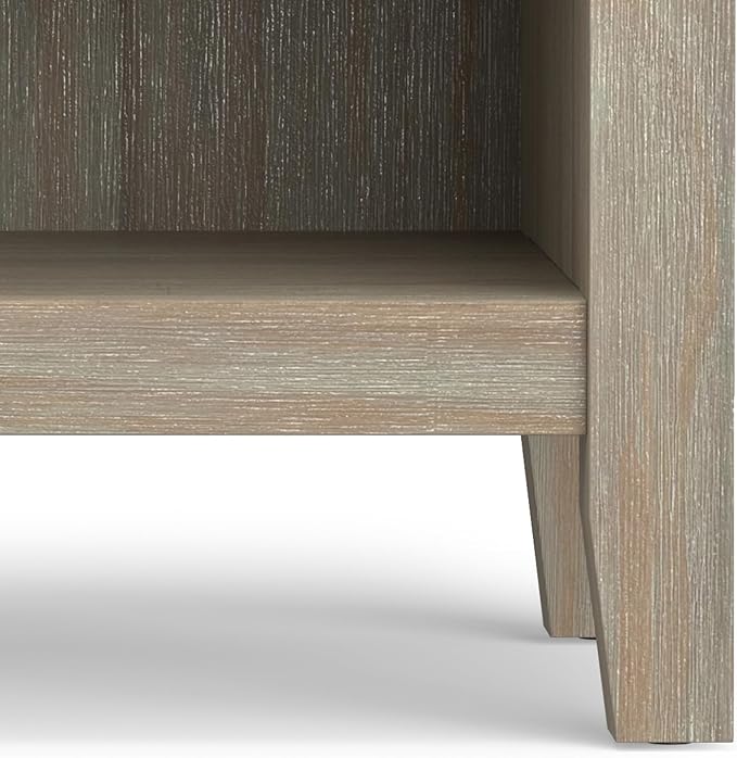 SIMPLIHOME Artisan Bedside Table - 24 inch Wide Solid Wood Nightstand Table in Distressed Grey, Contemporary Bedroom Side or End Table with 1 Drawer, Open Shelf Storage and Bronze Knobs
