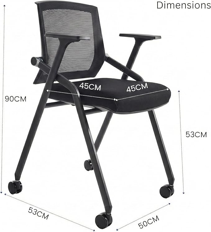 20 Pack Stackable Conference Room Chairs with Paddle Folding Office Chair Foldable Desk Chair Mesh Back and Arms for Conference Meeting Guest Reception Home Office Training Room Chair Black