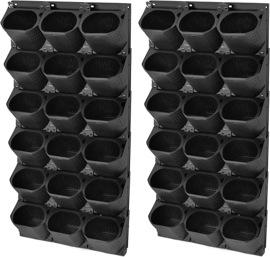 Self Watering Outdoor Wall Mounted Planter Vertical Garden with 36 Pockets Plastic Plant Grow Pots for Hanging Flower Herbs Vegetables Home Indoor Outdoor Black