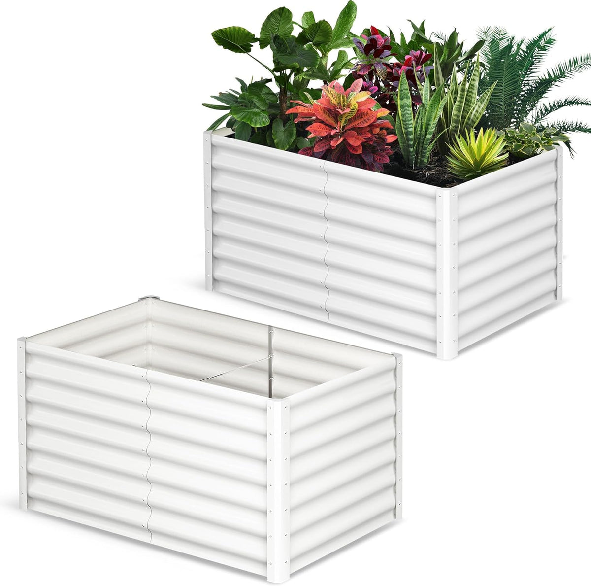 Large Outdoor Planter Boxes Kit Set of 2,6x3x2ft Galvanized Raised Bed Planter with Open-Ended Base Design, Elevated for Outdoor Plants, Durable Raised Bed for Gardening,Green