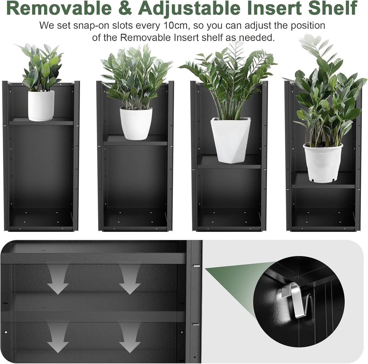 Tall Metal Cube Planter for Outdoor Plants 15" L x 15" W x 30" H 2 Pack, Heavy Duty Steel Planter Box with Removable Insert Shelf, Rectangular Planters for Porch, Garden, Yard, Hotel (Black)