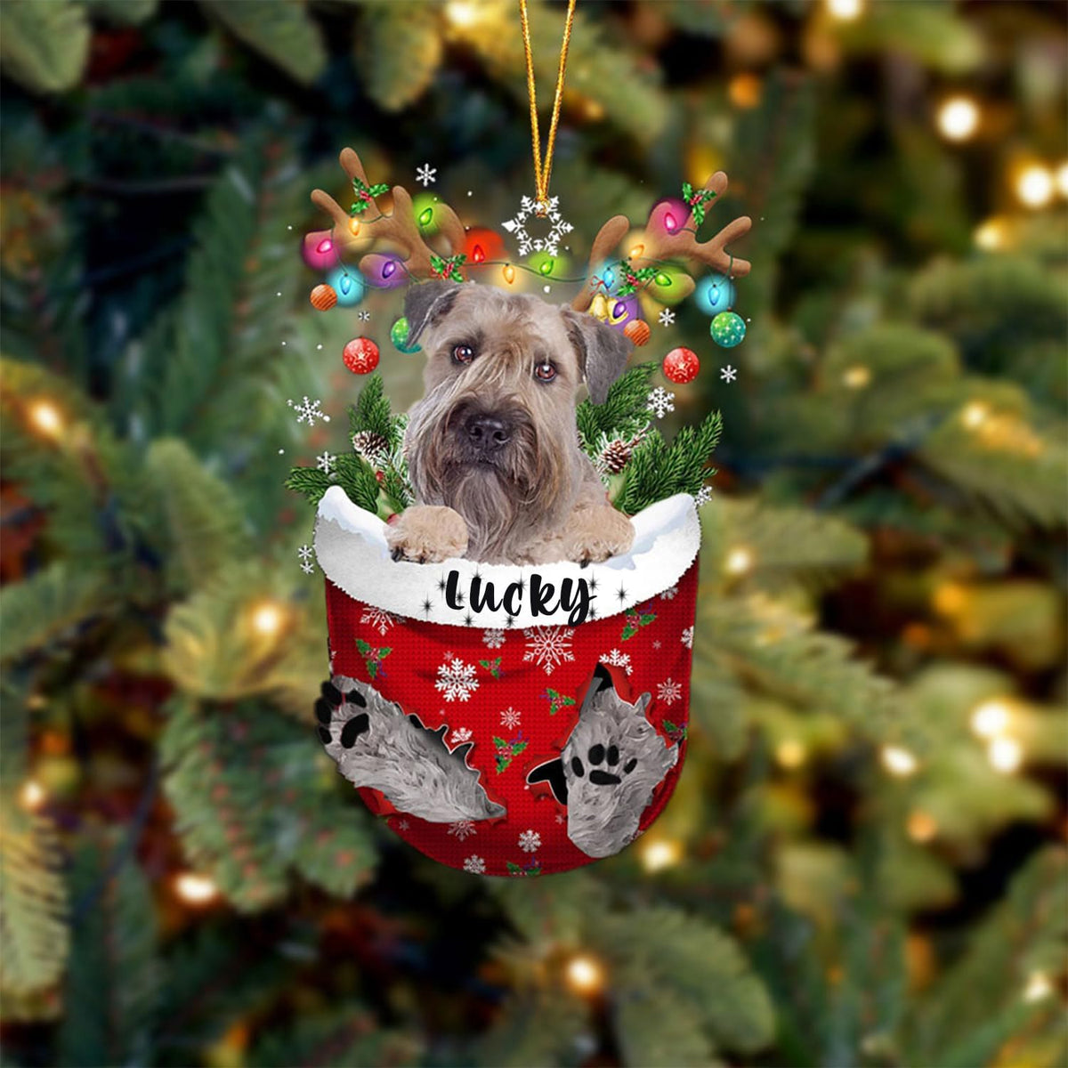 Wheaten Terrier Dog Christmas Ornament, Wheaten Terrier in Snow Pocket Christmas Tree Ornament, Dog Lovers Gift Idea Xmas Decor, Christmas Decorations for Tree, Christmas Ornament Gift for Dog Lovers