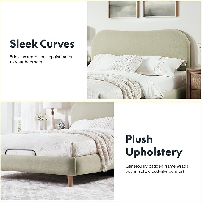 FLEXISPOT Queen All-in-One Adjustable Bed with Linen Upholstered Bed Frame, Soft Cloud Bed with Head & Foot Incline, Adjustable Headboard, Thick Foam Padding, 10-Year Warranty, Easy Assembly, Sage
