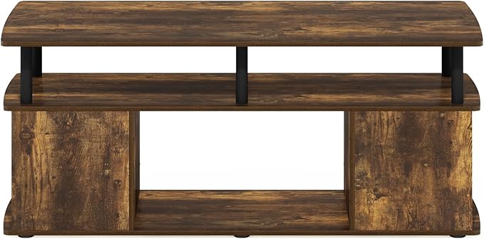Furinno Jaya Coffee Table, Rectangle Modern Coffee Table with Open Shelf, Side Table with Side Storage, for Living Room, Bedroom, Home Office, Amber Pine
