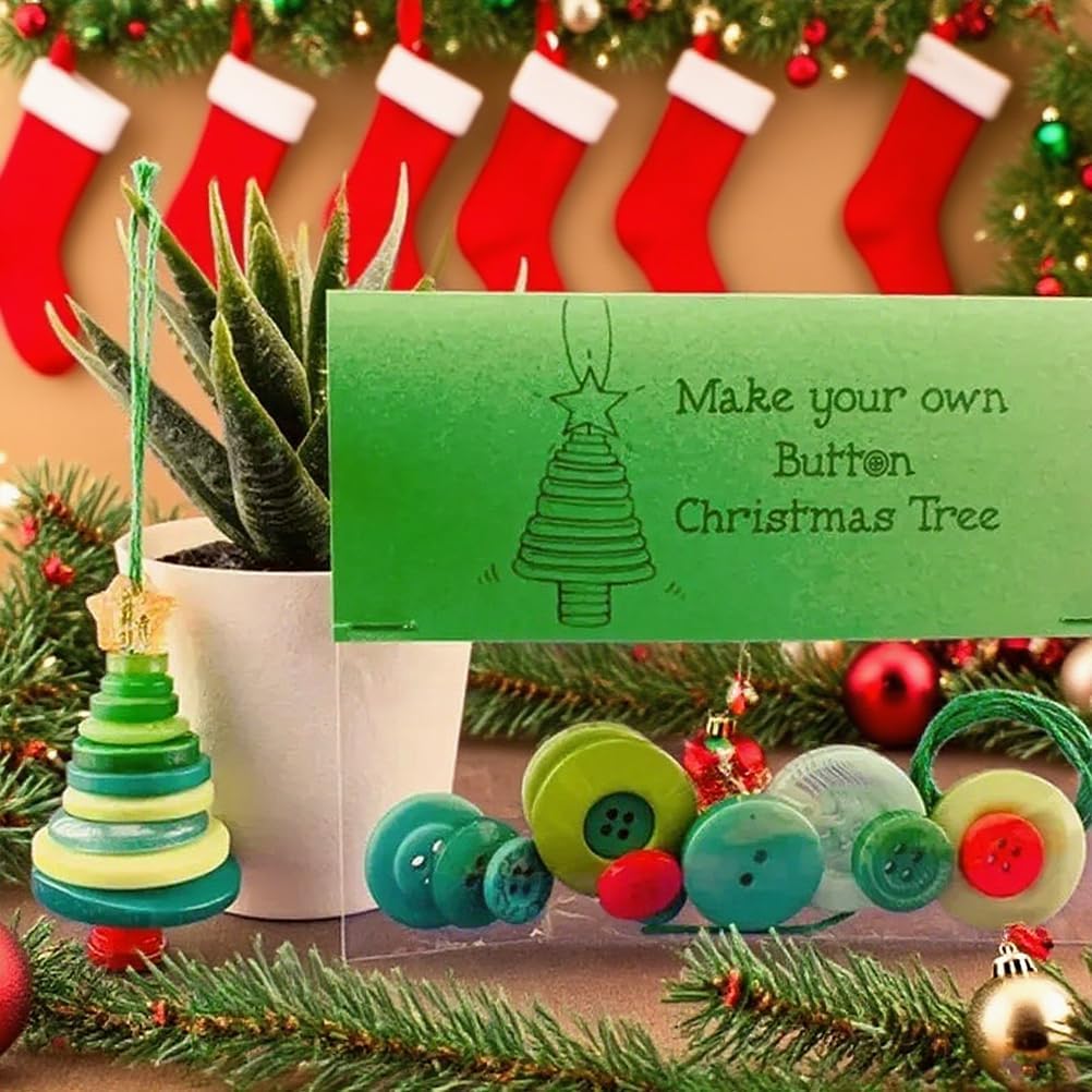 DIY Christmas Button Ornament Making Set - Snowman/Santa/Angel, Fun Holiday Craft Kit for All Ages, Ideal Xmas Tree Hanging Decor & Festive Gifts (D12)