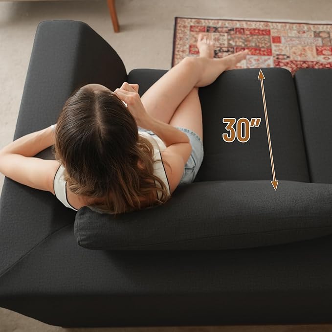 Loveseat Sofa, Cloud Boneless Couches for Living Room, 2 Seater Modular Sectional Sofa,Oversized,Black Chenille