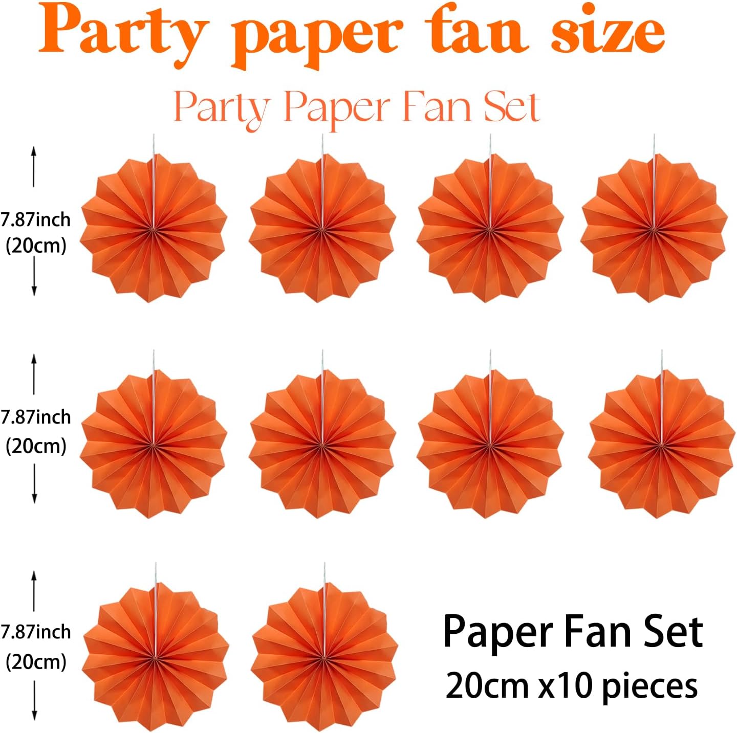 Orange Birthday Party Decorations,DIY Orange Paper Fans Hanging Decoration,8in Halloween Paper Fans,Halloween Decor,Fox Birthday Decorations Events Accessories 30 Color DIY Set (Orange)