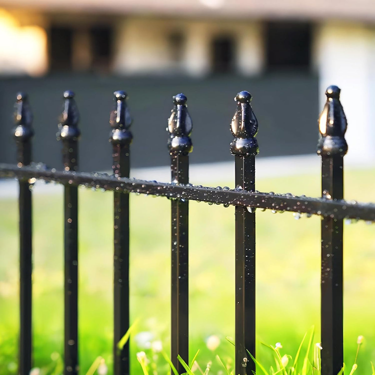 Metal Garden Fence 24 inch H x 24 inch W (10 Panels, Total Length 20 ft) Decorative Fence Border Fence Landscape Fencing for Dog, Flower Bed, Yard, Animal Barrier